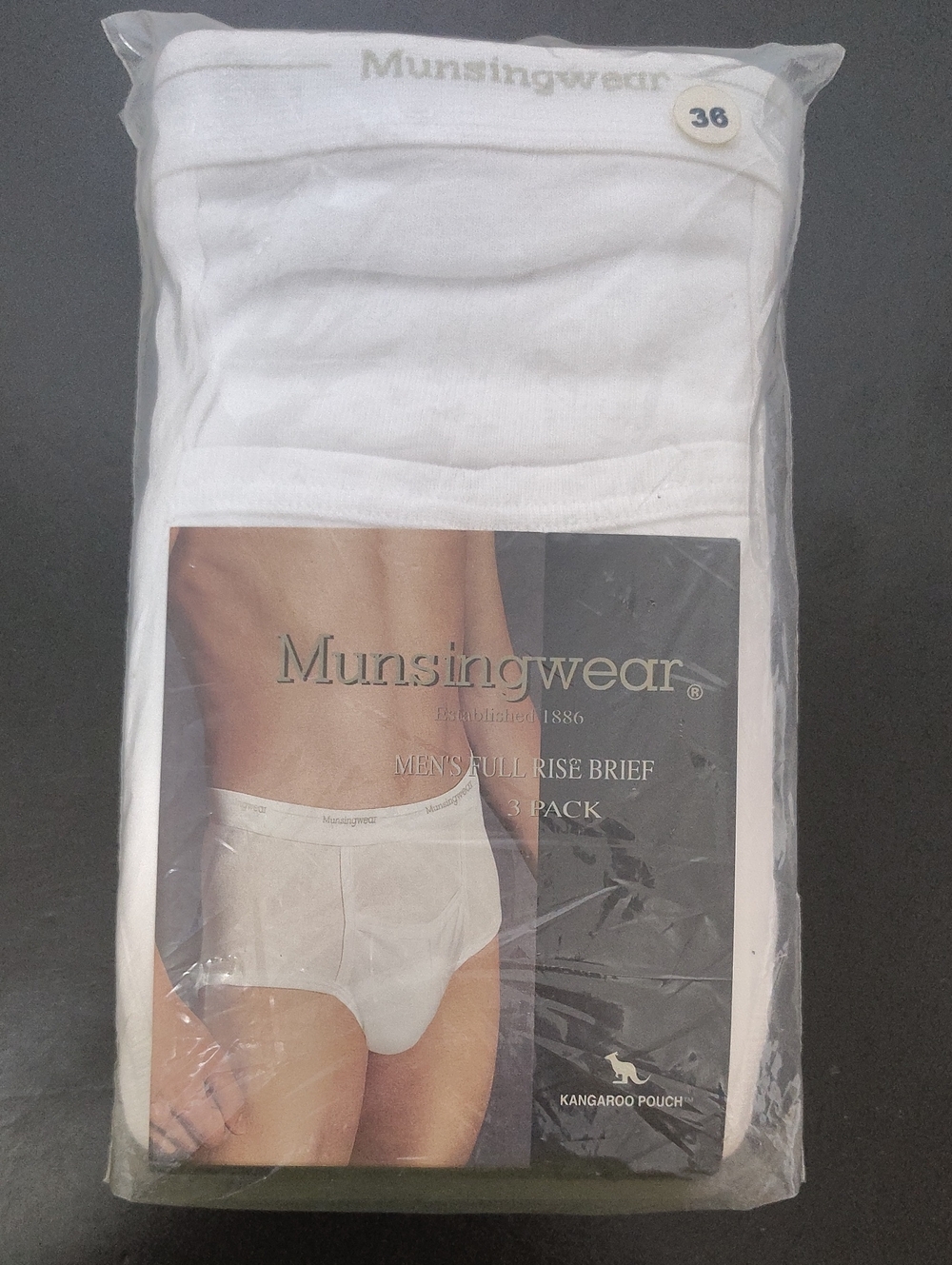 Vintage Munsingwear Kangaroo Pouch Men's Full Rise White Briefs -3 Pack -Size 36
